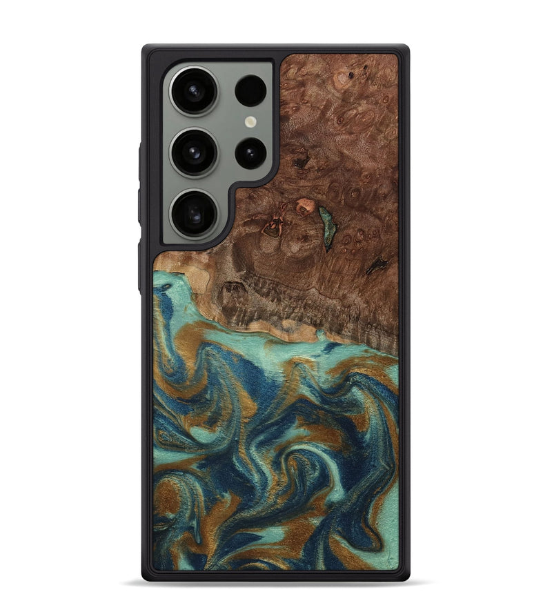 Galaxy S24 Ultra Wood Phone Case - Vicente (Teal & Gold, 798202)