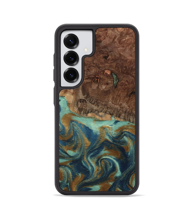 Galaxy S25 Wood Phone Case - Vicente (Teal & Gold, 798202)