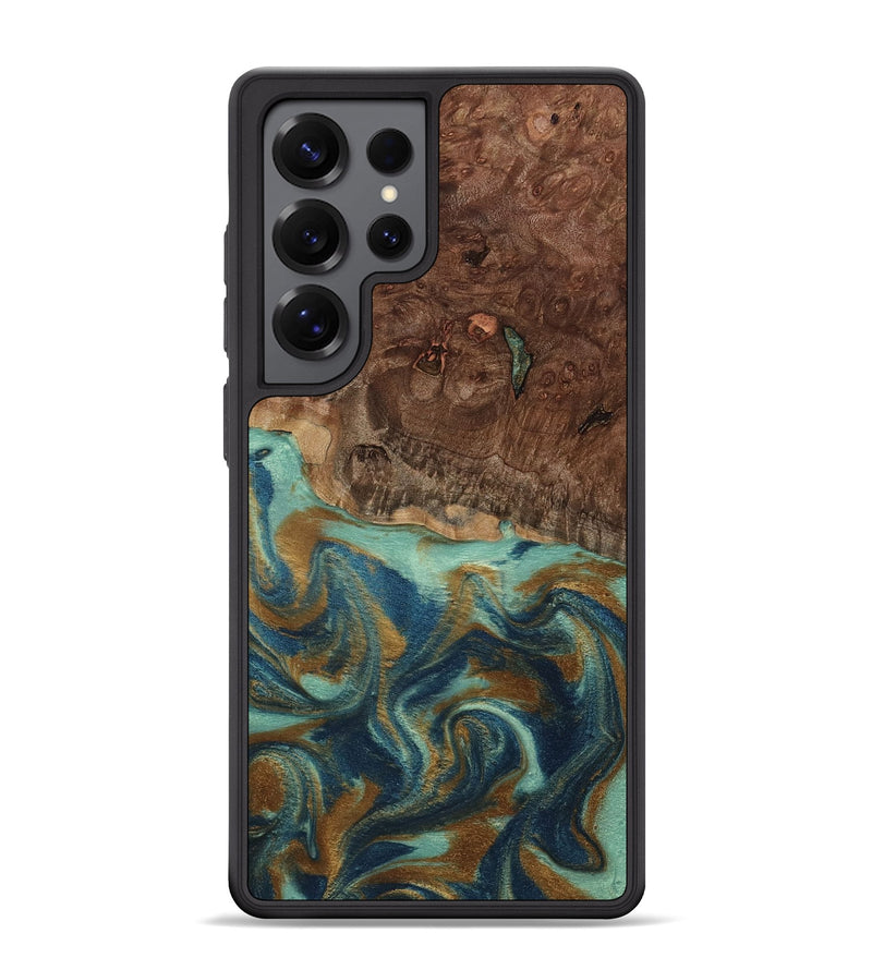 Galaxy S25 Ultra Wood Phone Case - Vicente (Teal & Gold, 798202)