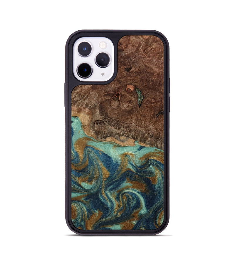 iPhone 11 Pro Wood Phone Case - Vicente (Teal & Gold, 798202)