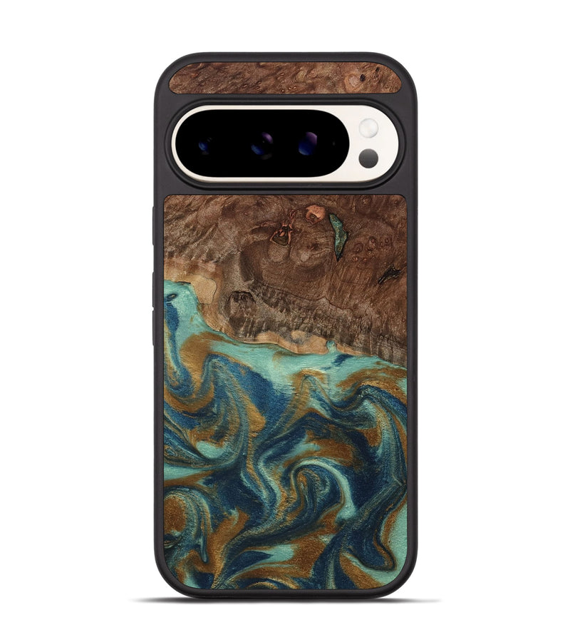 Pixel 9 Wood Phone Case - Vicente (Teal & Gold, 798202)