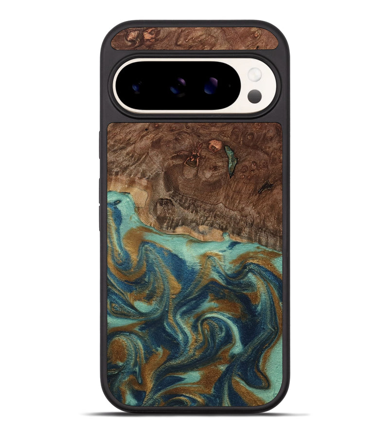 Pixel 9 Pro XL Wood Phone Case - Vicente (Teal & Gold, 798202)