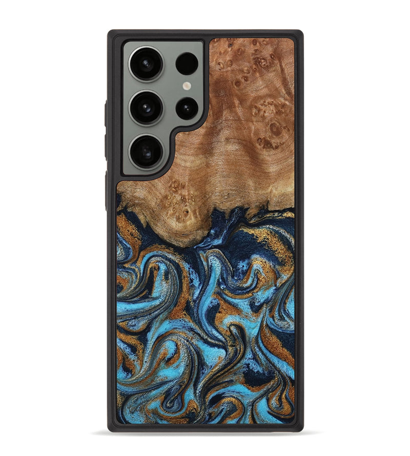 Galaxy S23 Ultra Wood Phone Case - Susana (Teal & Gold, 798204)