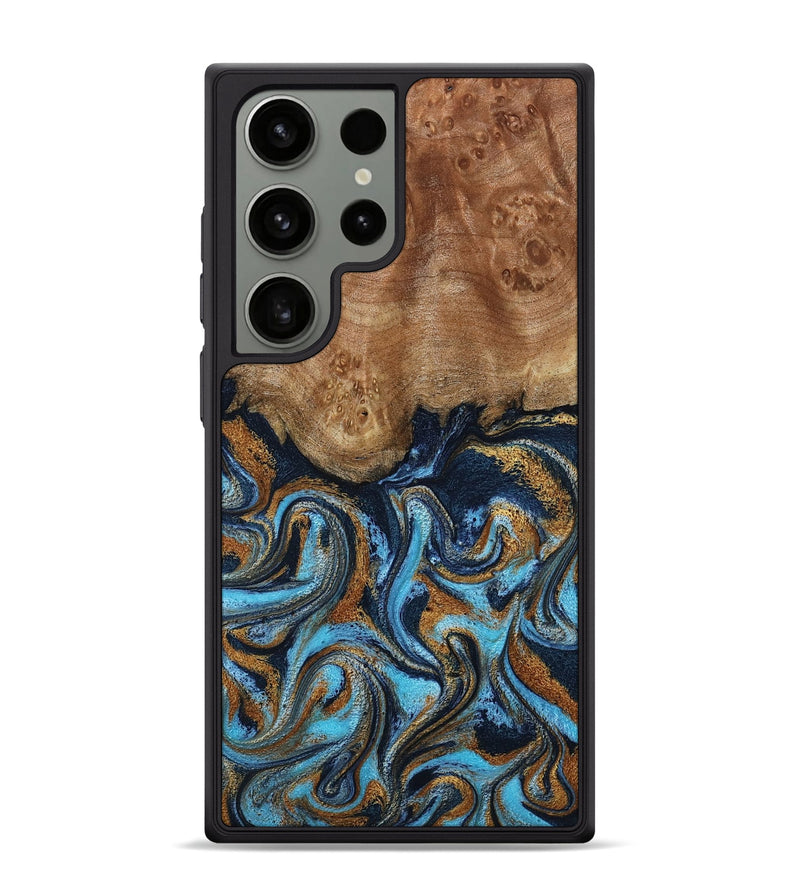 Galaxy S24 Ultra Wood Phone Case - Susana (Teal & Gold, 798204)