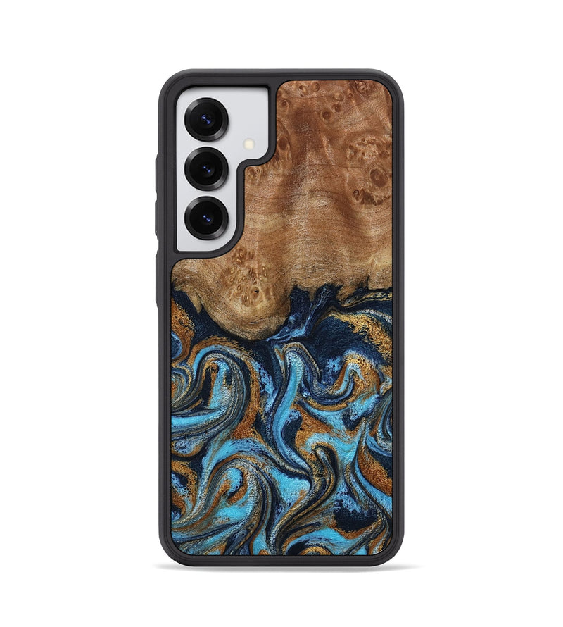Galaxy S25 Wood Phone Case - Susana (Teal & Gold, 798204)