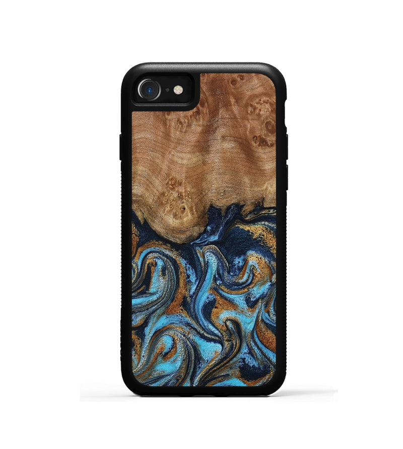 iPhone SE Wood Phone Case - Susana (Teal & Gold, 798204)