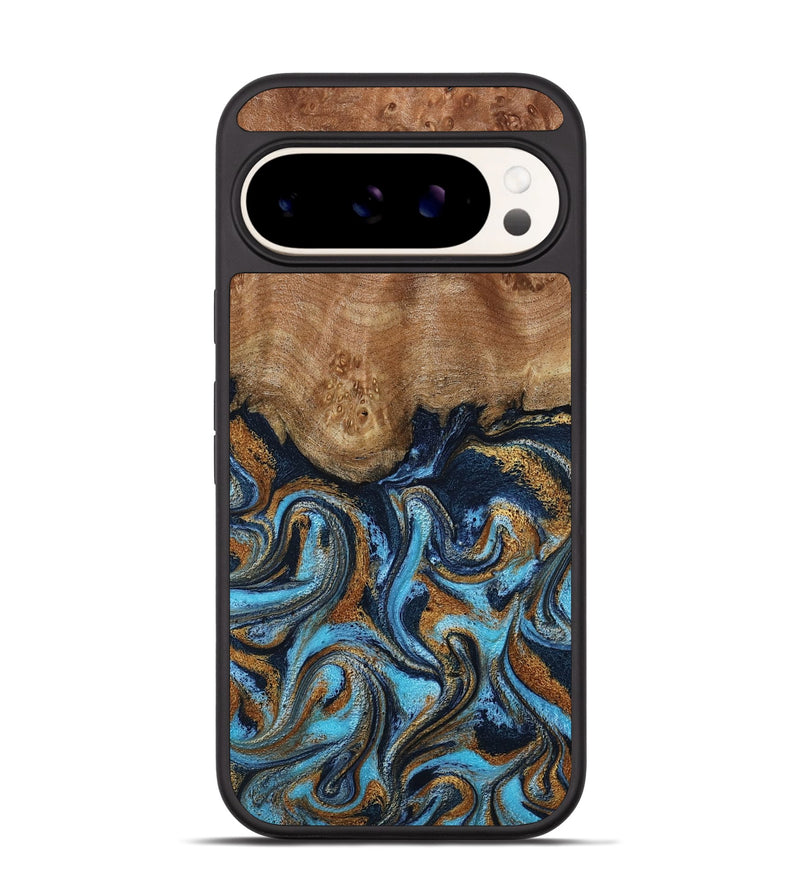 Pixel 9 Wood Phone Case - Susana (Teal & Gold, 798204)