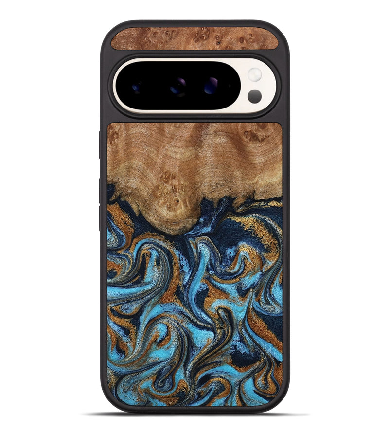Pixel 9 Pro XL Wood Phone Case - Susana (Teal & Gold, 798204)