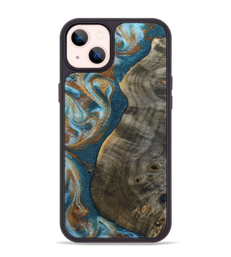 iPhone 14 Plus Wood Phone Case - Leota (Teal & Gold, 798205)