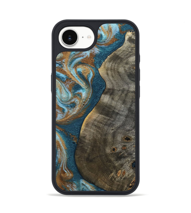 iPhone 16e Wood Phone Case - Leota (Teal & Gold, 798205)