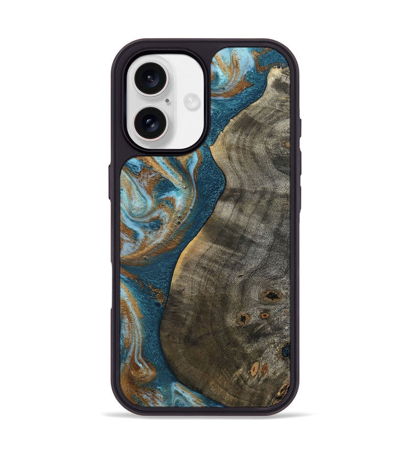 iPhone 17 Wood Phone Case - Leota (Teal & Gold, 798205)