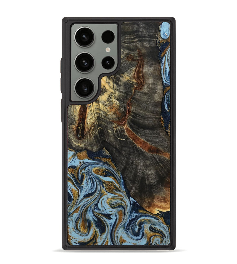 Galaxy S23 Ultra Wood Phone Case - Benita (Teal & Gold, 798226)