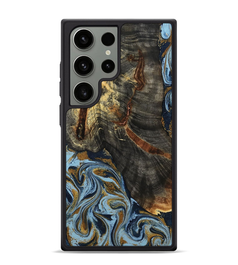 Galaxy S24 Ultra Wood Phone Case - Benita (Teal & Gold, 798226)