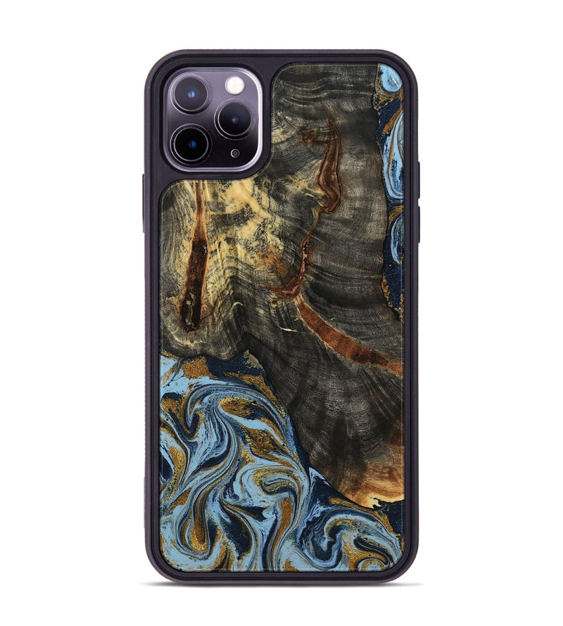 iPhone 11 Pro Max Wood Phone Case - Benita (Teal & Gold, 798226)