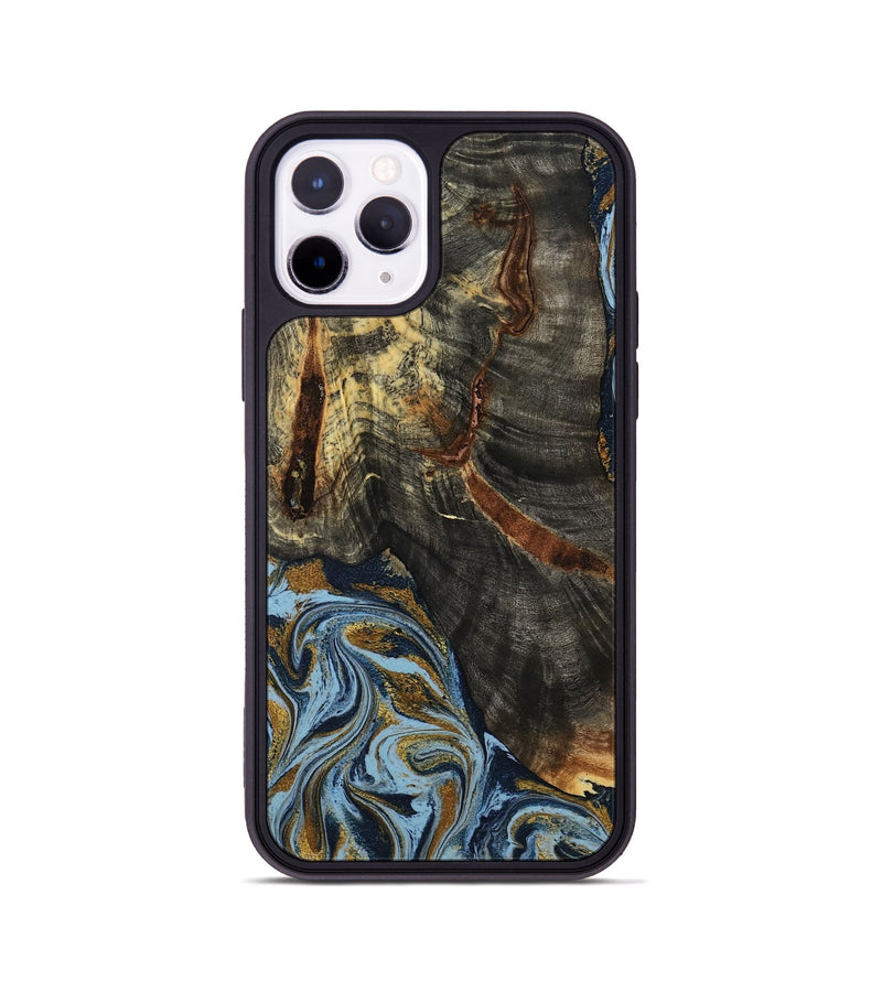 iPhone 11 Pro Wood Phone Case - Benita (Teal & Gold, 798226)