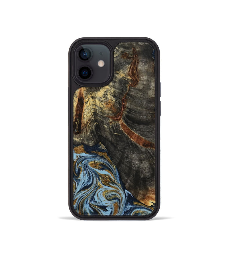 iPhone 12 mini Wood Phone Case - Benita (Teal & Gold, 798226)