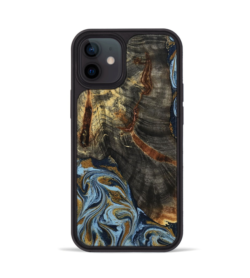 iPhone 12 Wood Phone Case - Benita (Teal & Gold, 798226)