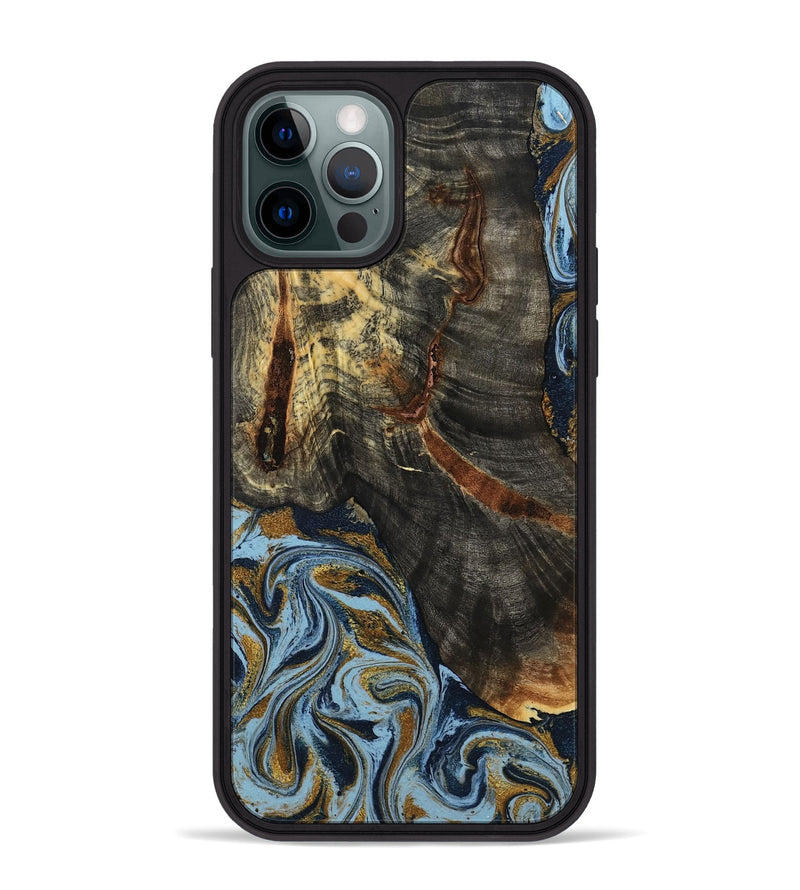 iPhone 12 Pro Max Wood Phone Case - Benita (Teal & Gold, 798226)