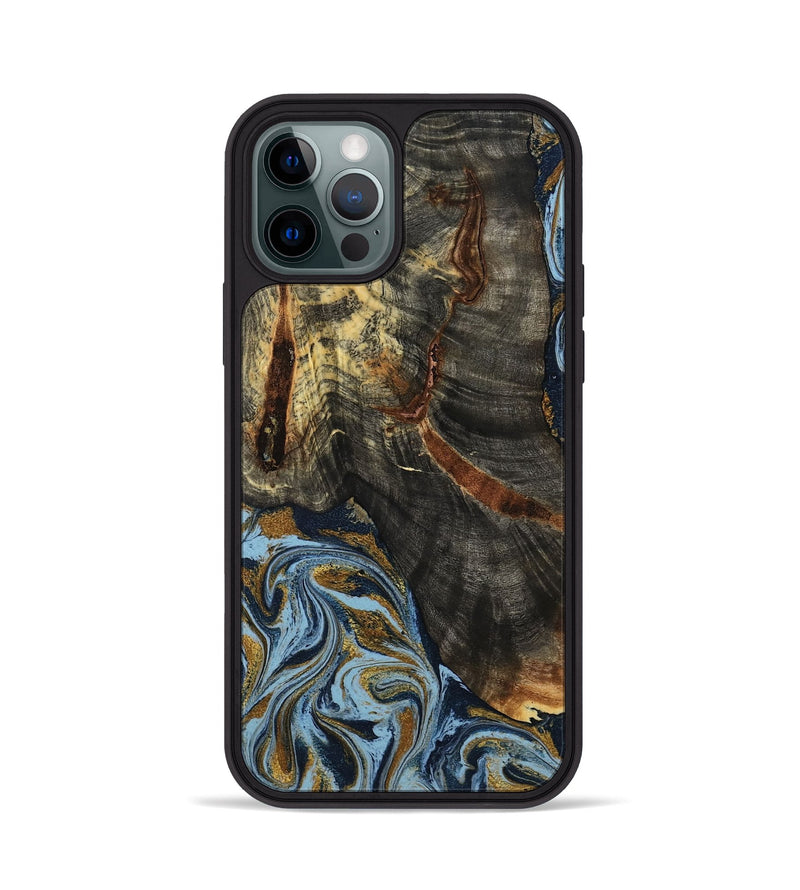 iPhone 12 Pro Wood Phone Case - Benita (Teal & Gold, 798226)