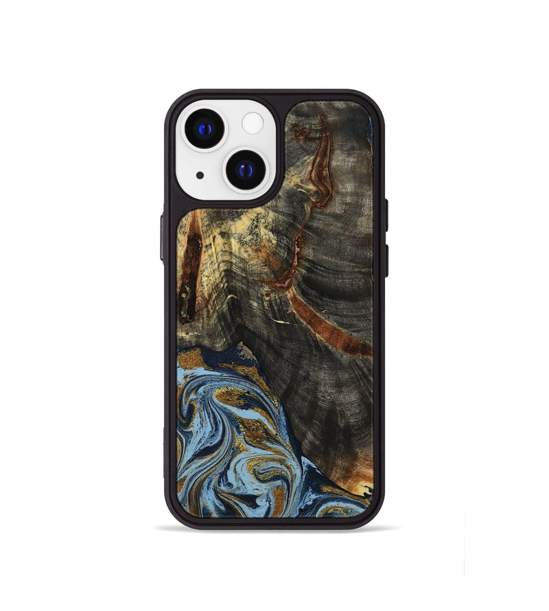 iPhone 13 mini Wood Phone Case - Benita (Teal & Gold, 798226)