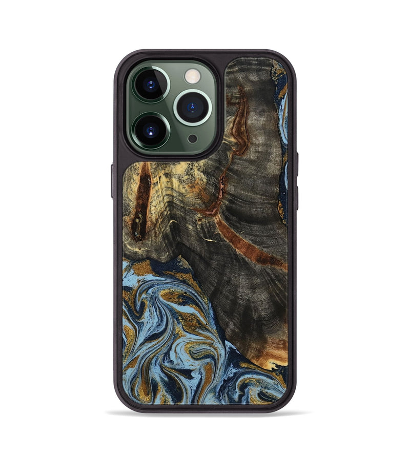 iPhone 13 Pro Wood Phone Case - Benita (Teal & Gold, 798226)