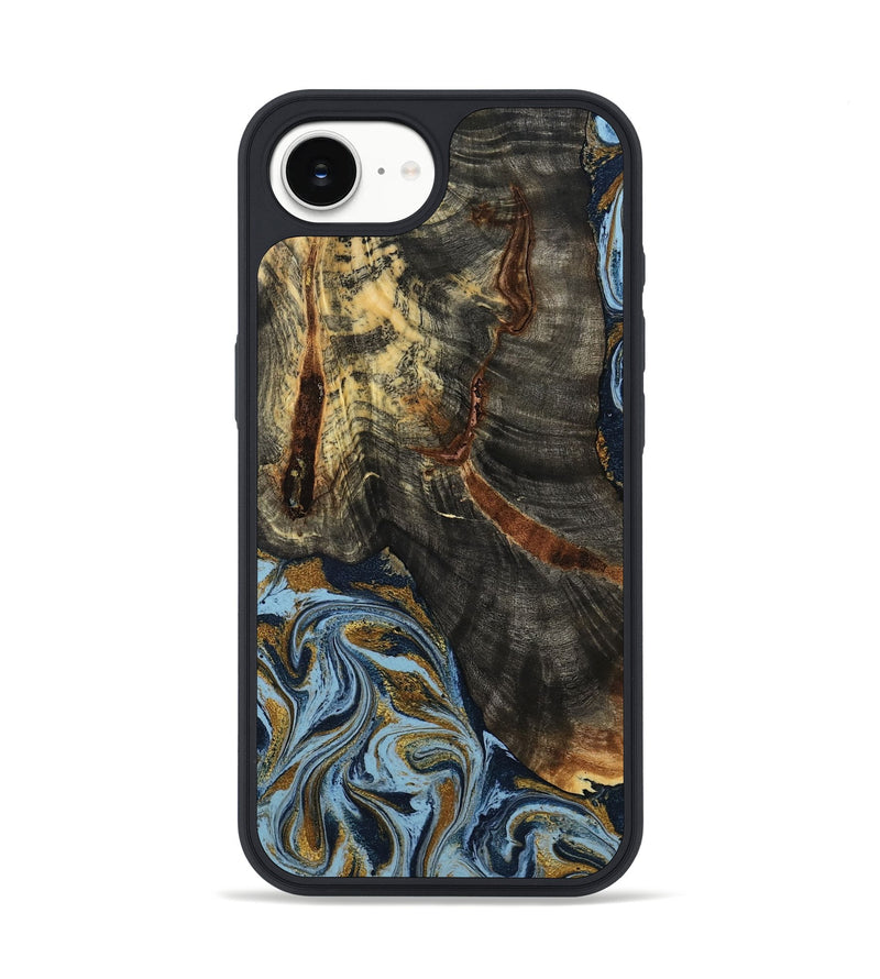 iPhone 16e Wood Phone Case - Benita (Teal & Gold, 798226)
