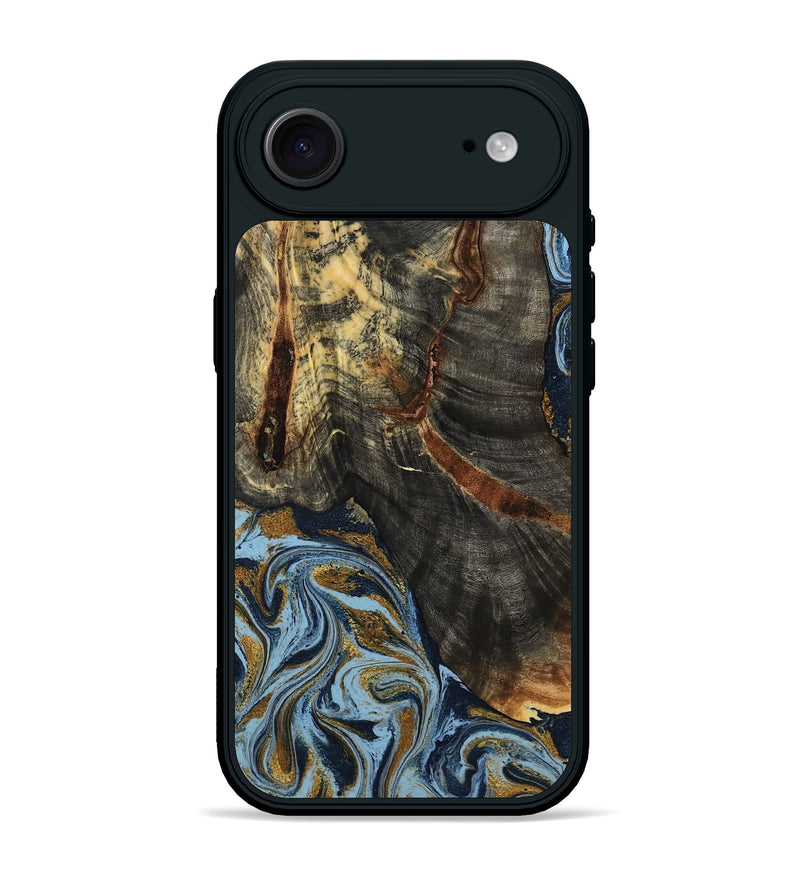iPhone 17 Air Wood Phone Case - Benita (Teal & Gold, 798226)