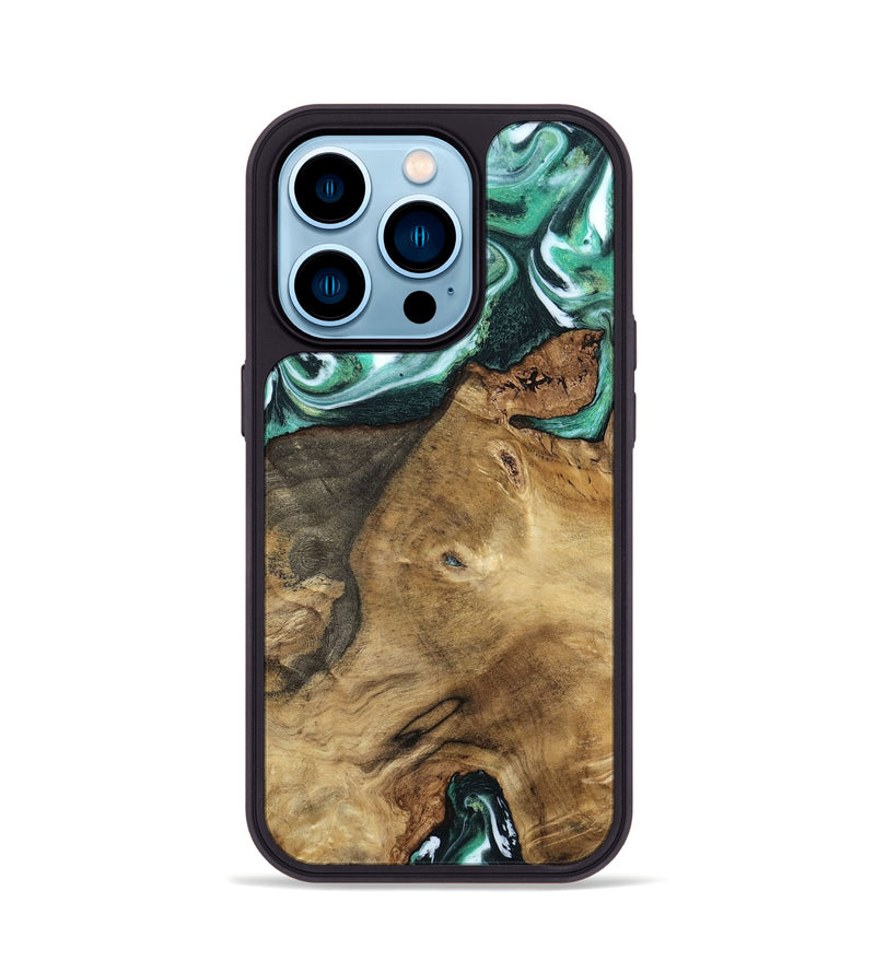 iPhone 14 Pro Wood Phone Case - Carley (Green, 798261)