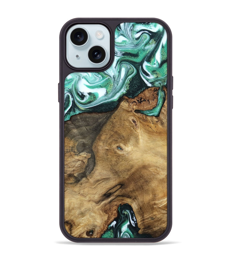 iPhone 15 Plus Wood Phone Case - Carley (Green, 798261)
