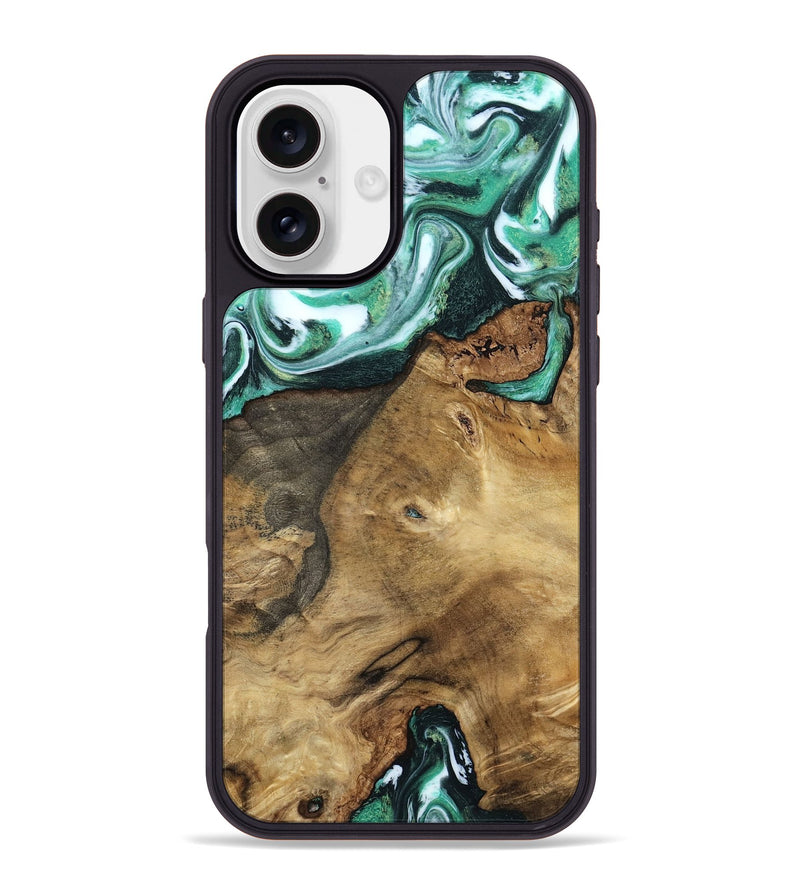 iPhone 16 Plus Wood Phone Case - Carley (Green, 798261)