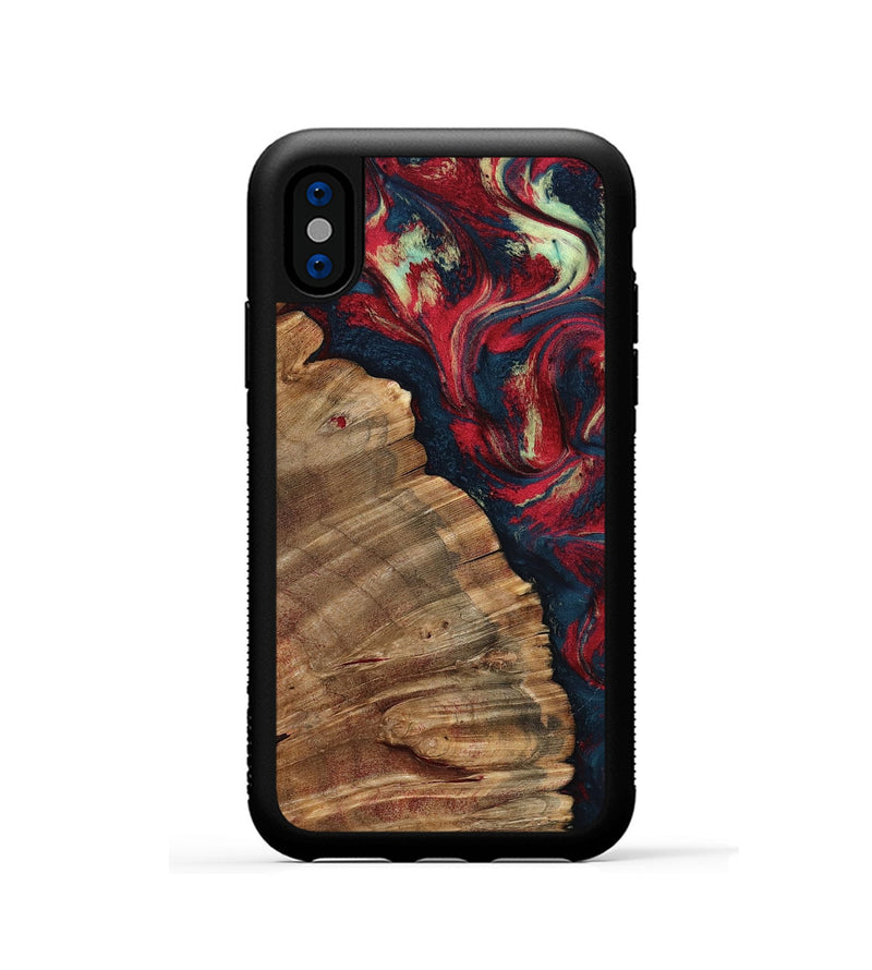 iPhone Xs Wood Phone Case - Belle (Red, 798281)