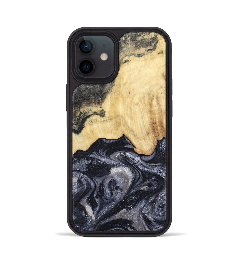 iPhone 12 Wood Phone Case - Sloane (Black & White, 798282)