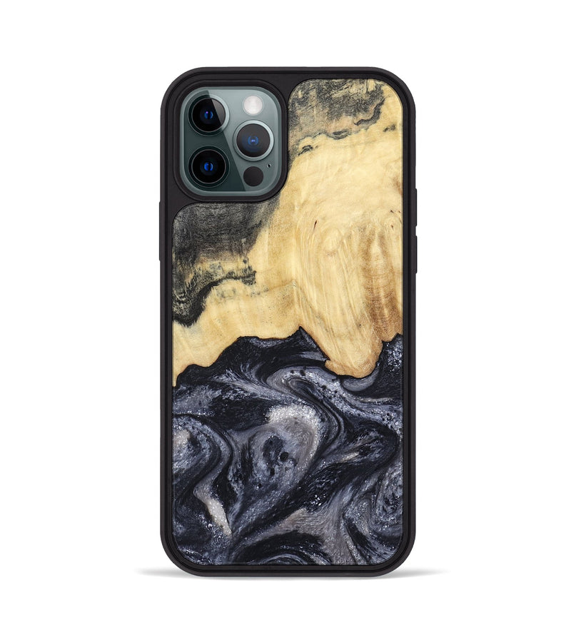 iPhone 12 Pro Wood Phone Case - Sloane (Black & White, 798282)