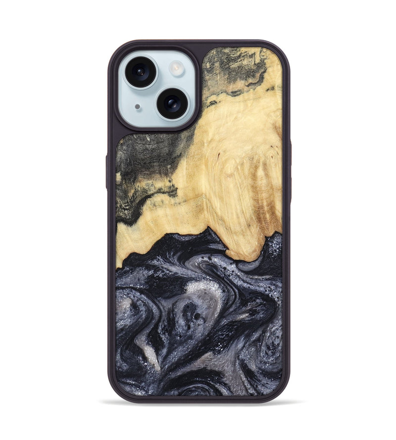 iPhone 15 Wood Phone Case - Sloane (Black & White, 798282)