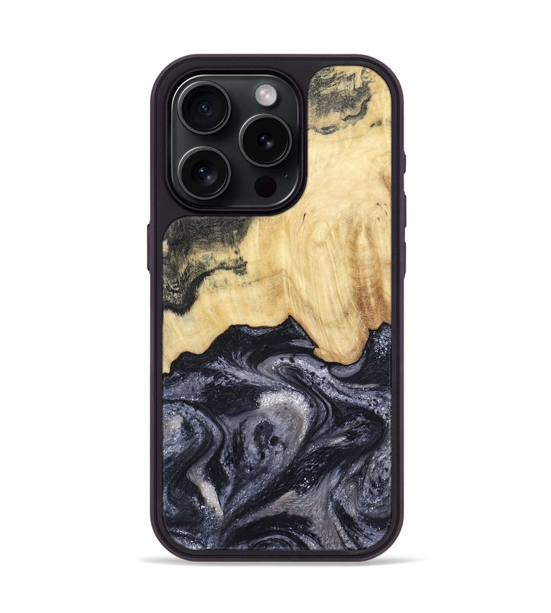 iPhone 15 Pro Wood Phone Case - Sloane (Black & White, 798282)