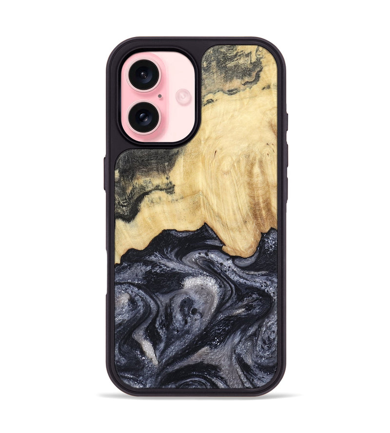 iPhone 16 Wood Phone Case - Sloane (Black & White, 798282)