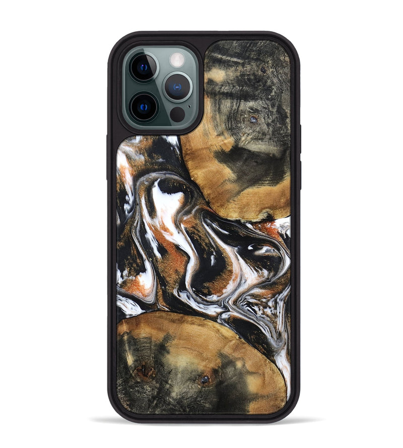 iPhone 12 Pro Max Wood Phone Case - Unique (Black & White, 798283)