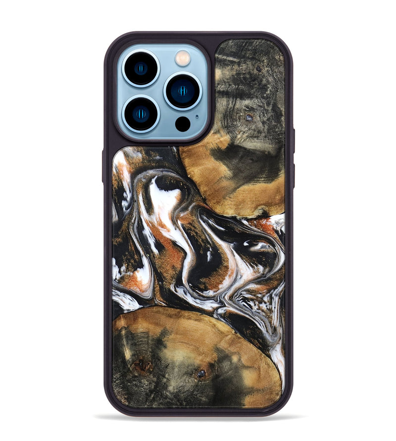 iPhone 14 Pro Max Wood Phone Case - Unique (Black & White, 798283)