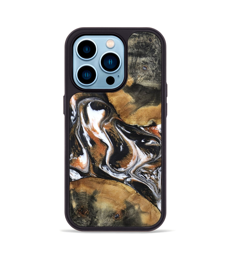 iPhone 14 Pro Wood Phone Case - Unique (Black & White, 798283)