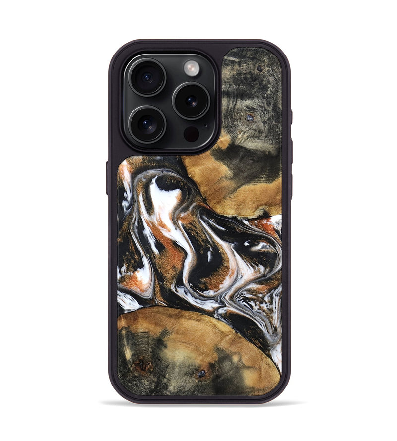 iPhone 15 Pro Wood Phone Case - Unique (Black & White, 798283)