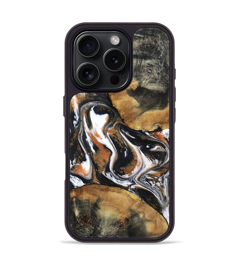 iPhone 16 Pro Wood Phone Case - Unique (Black & White, 798283)