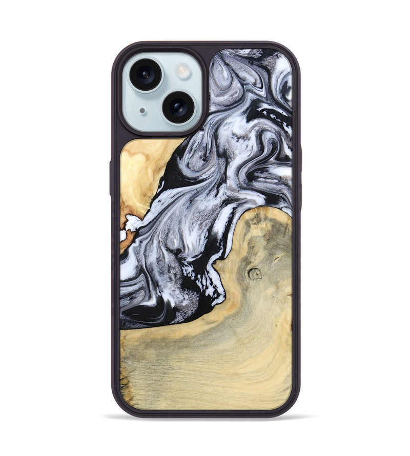 iPhone 15 Wood Phone Case - Kolton (Black & White, 798285)