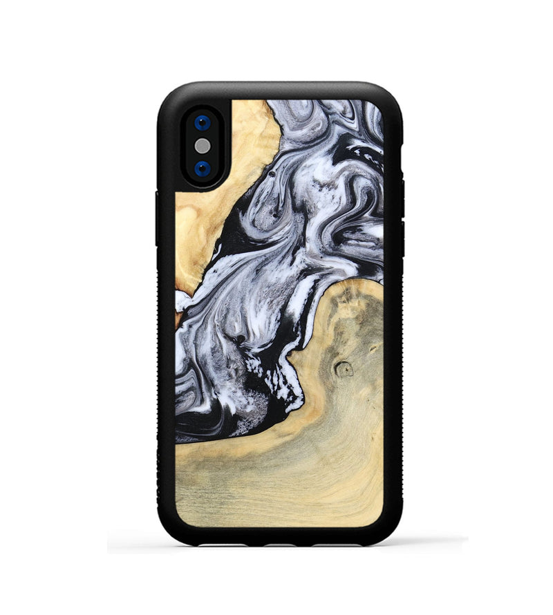 iPhone Xs Wood Phone Case - Kolton (Black & White, 798285)