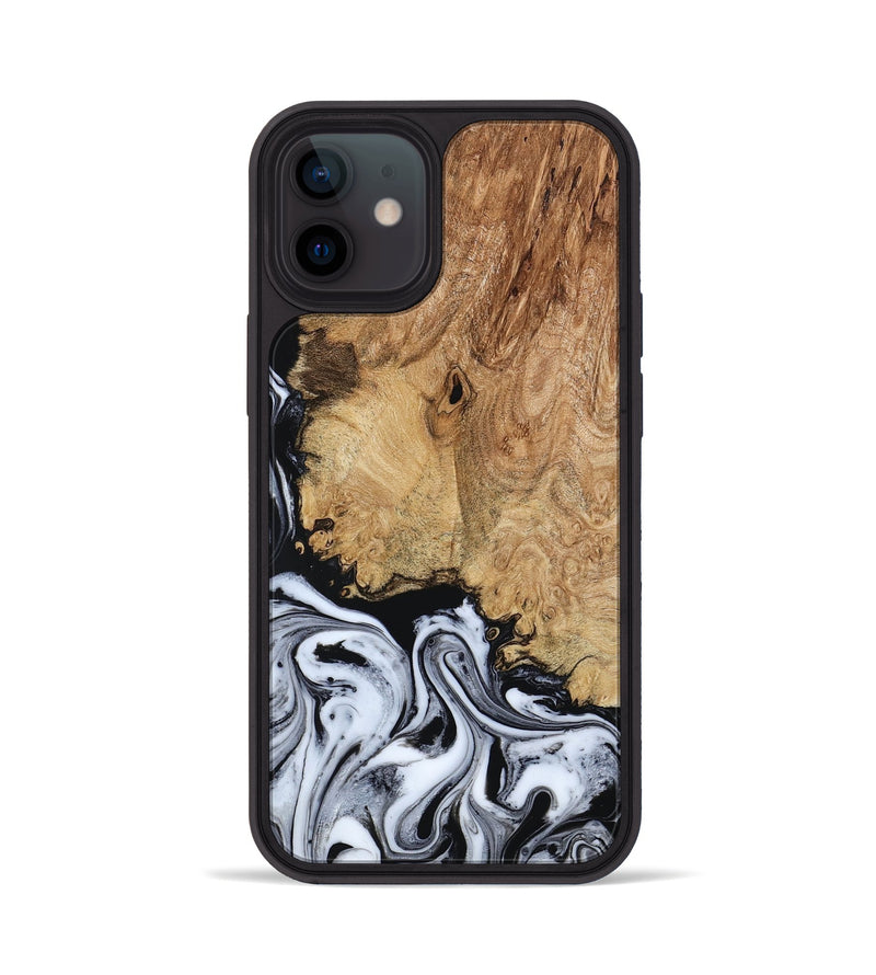 iPhone 12 Wood Phone Case - Lorna (Black & White, 798287)