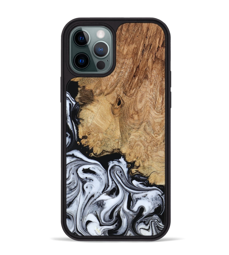 iPhone 12 Pro Max Wood Phone Case - Lorna (Black & White, 798287)