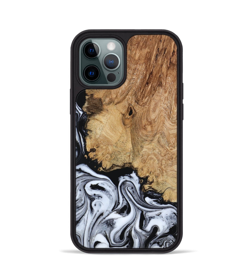 iPhone 12 Pro Wood Phone Case - Lorna (Black & White, 798287)