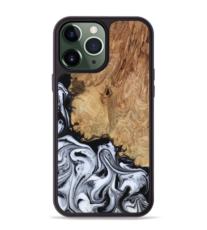 iPhone 13 Pro Max Wood Phone Case - Lorna (Black & White, 798287)