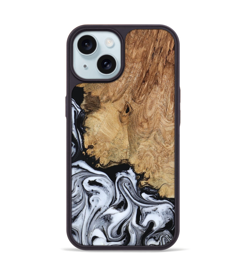 iPhone 15 Wood Phone Case - Lorna (Black & White, 798287)