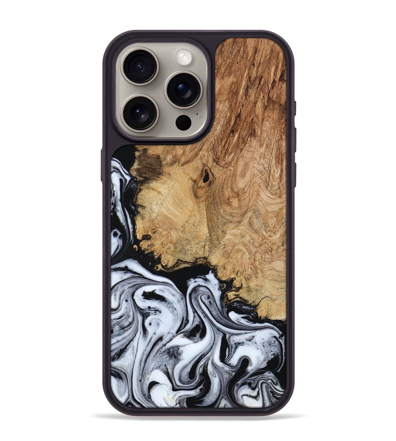 iPhone 15 Pro Max Wood Phone Case - Lorna (Black & White, 798287)