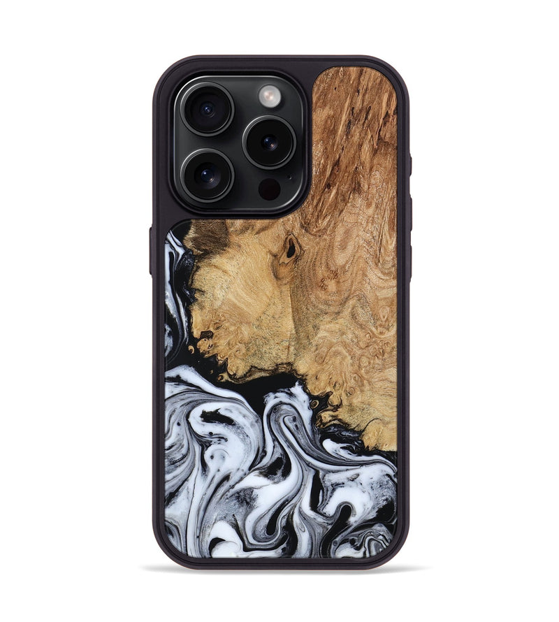 iPhone 15 Pro Wood Phone Case - Lorna (Black & White, 798287)